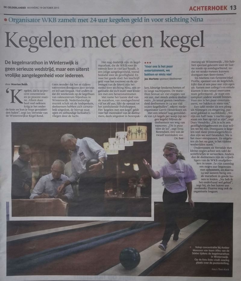 Afbeelding: 2015-10-19 De Gelderlander OO Kegelen met een kegel