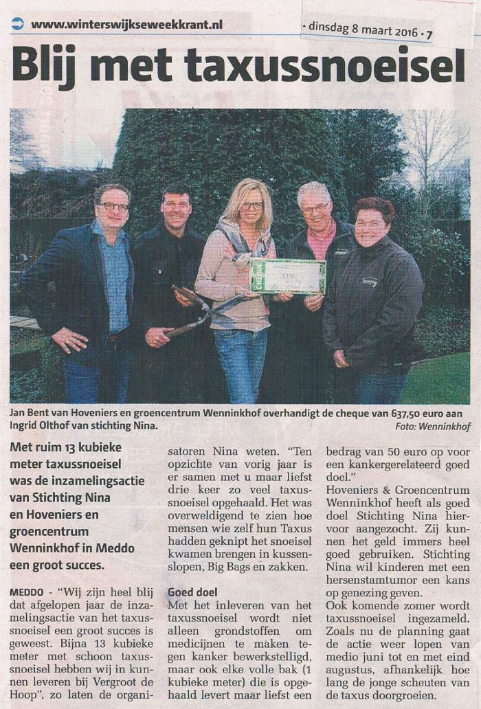 Afbeelding: 2016-03-08 Winterswijkse Weekkrant Blij met taxussnoeisel